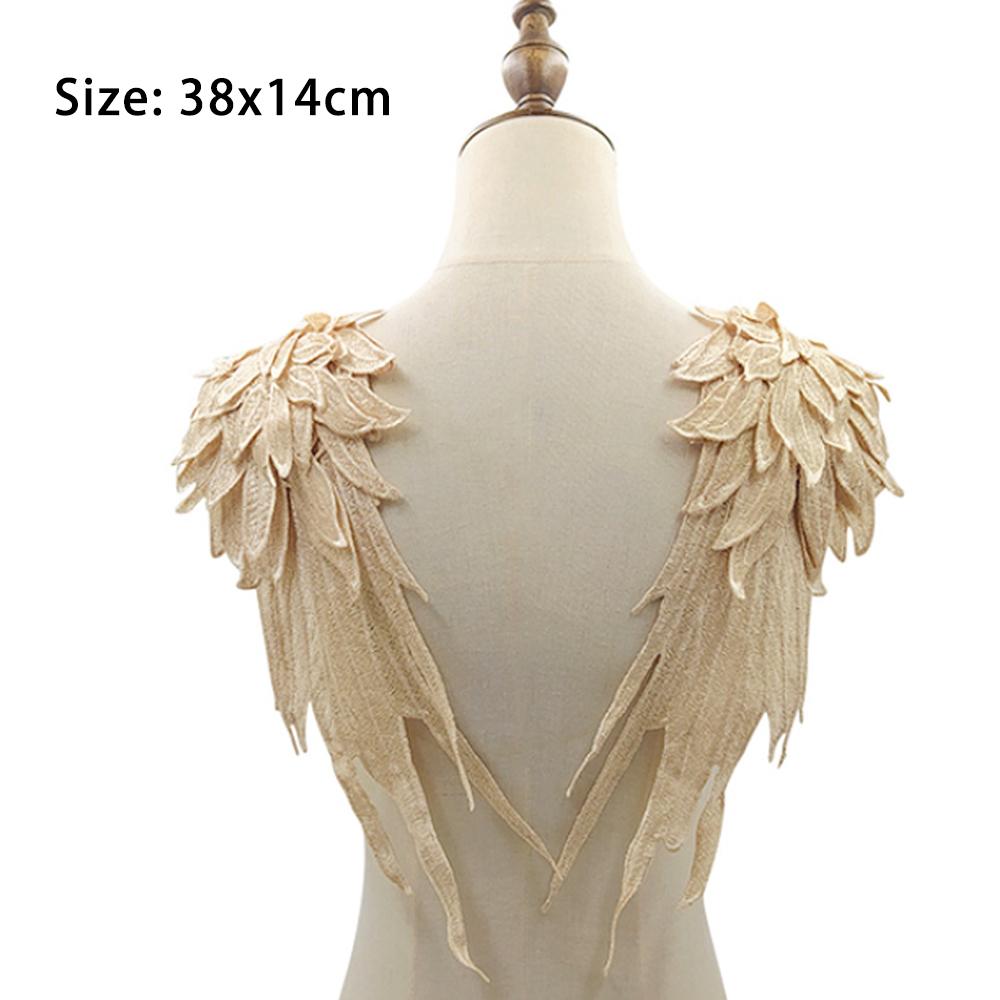 1 Pair Wing Design Lace Applique Patches for DIY Cloth Shoulder Bag Sewing Accessories Party Costume Feather Shape Embellishment 1 Pair