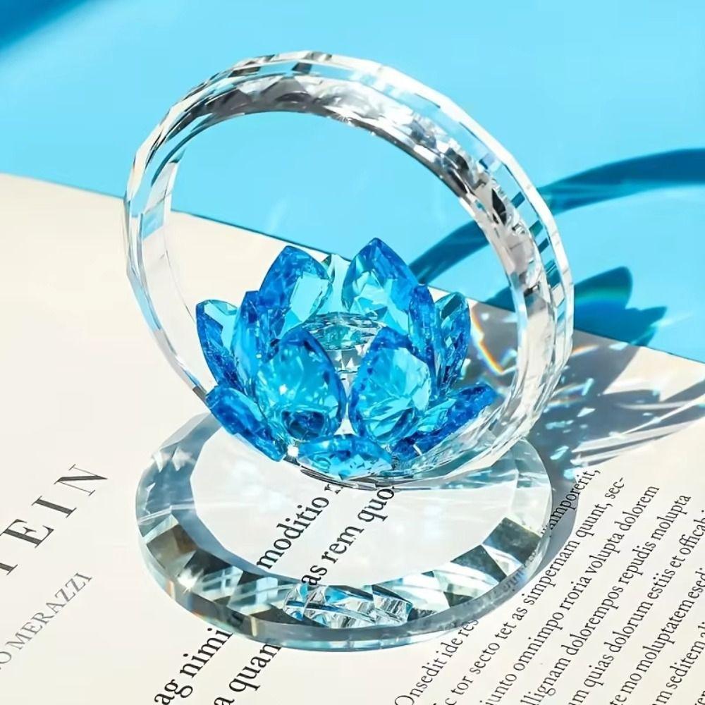 Reflection Effect Lotus Flower Figurine Stable Base Clear Lotus Flower Collectible Office Desk