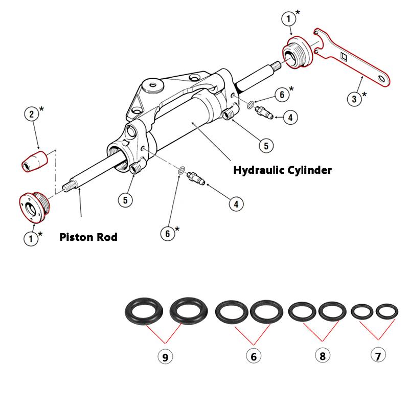 Front Mount Boat Hydraulic Steering Cylinder Seal Kit For Seastar With Wrench For HC5340 HC5341 HC5342 HC5343 HC5344 HC5345