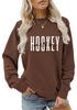 European & American Fashion Long Sleeve Loose Hoodie with 'Hockey Wife' Print for Women