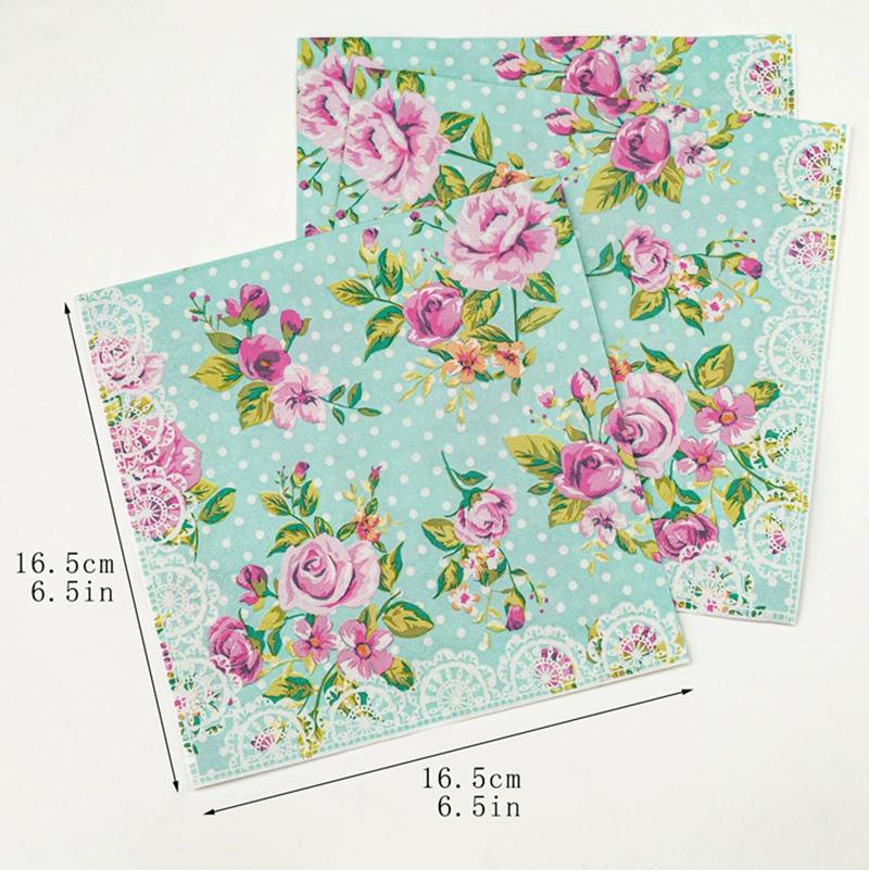 20Pcs Color Flower Printed Napkins, Disposable 2 Layer Paper Napkins for Party Hotel Dinner Table DIY Decor