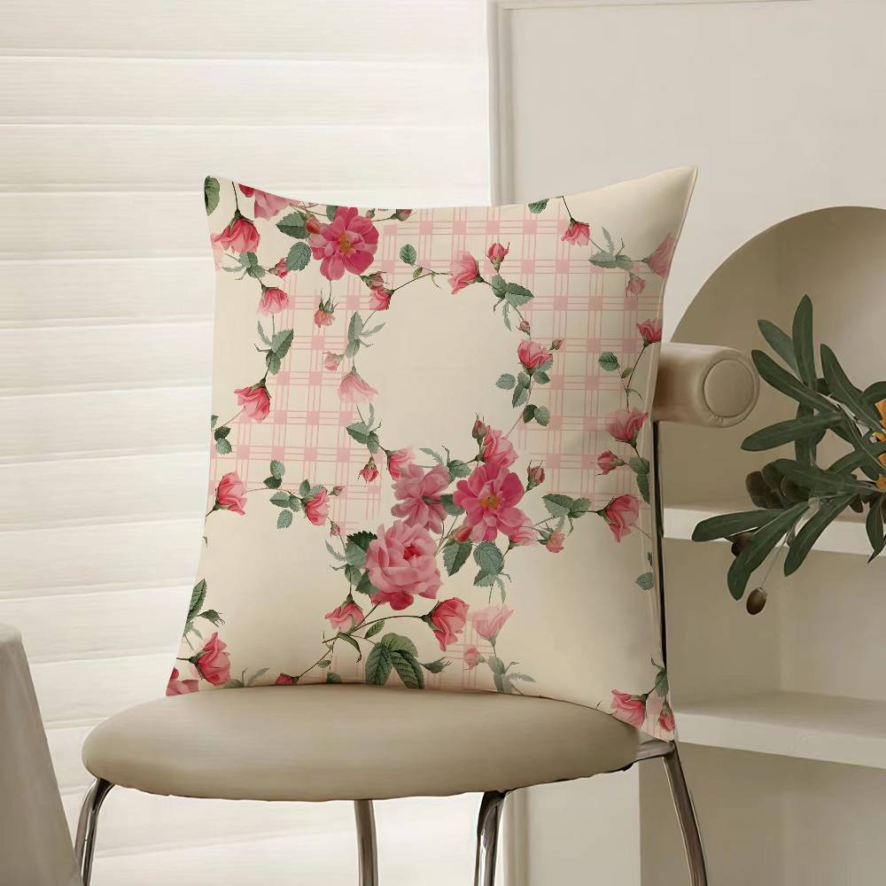 Warm Roses Bloom In Midsummer Pillow Case Comfort Sofa Bed Silky elegant Invisible zipper Decorative cushion cover