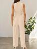 2026 Women's Knit Casual Two-Piece Set: Short Tank Top & Wide-Leg Sports Pants