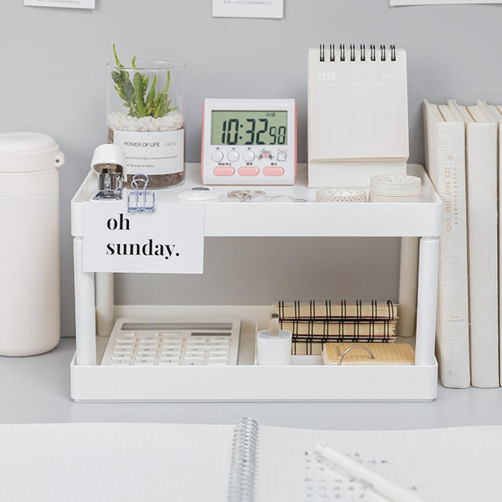 Doppelschichtiges Desktop-Aufbewahrungsregal Modern Große Kapazität Büro-Aufbewahrungsregal für Make-up und D