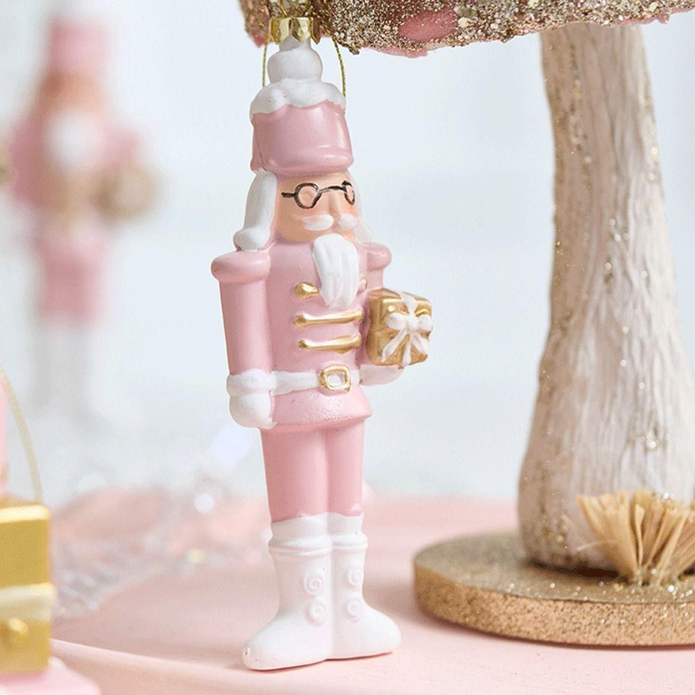 Pink Christmas Hanging Decoration Wreath Car Gift Box Xmas Ornament Ball Shopwindow Soldier Christmas Tree Ornament Scene Making