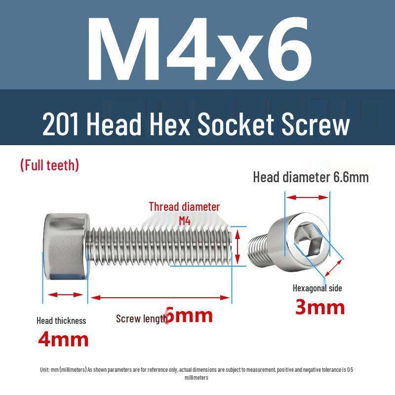 Yigu 201 Stainless Steel Cup Head Hexagon Screws and Bolts - M3, M4, M5, M6