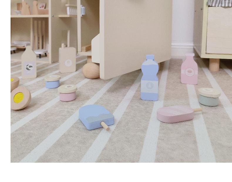 Nordic-Style Children's Dollhouse Kitchen Set: Refrigerator & Cooking Toys for Boys and Girls - Perfect Birthday Gift