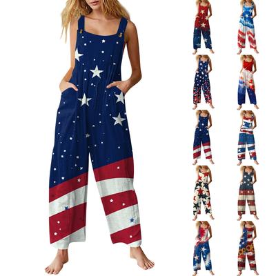 Women’s Casual Sleeveless Jumpsuit With Printed Jumpsuit,  Fashionable And Loose Jumpsuit