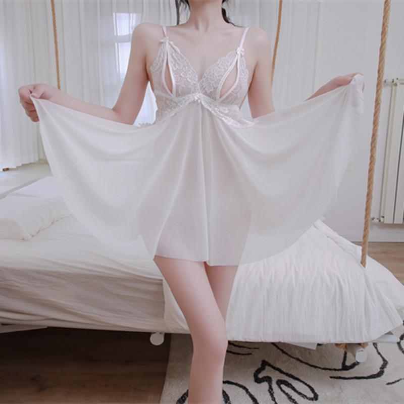 Sexy underwear Sexy lace temptation Large size Hot transparent open gear Free uniform Pure desire to show your chest