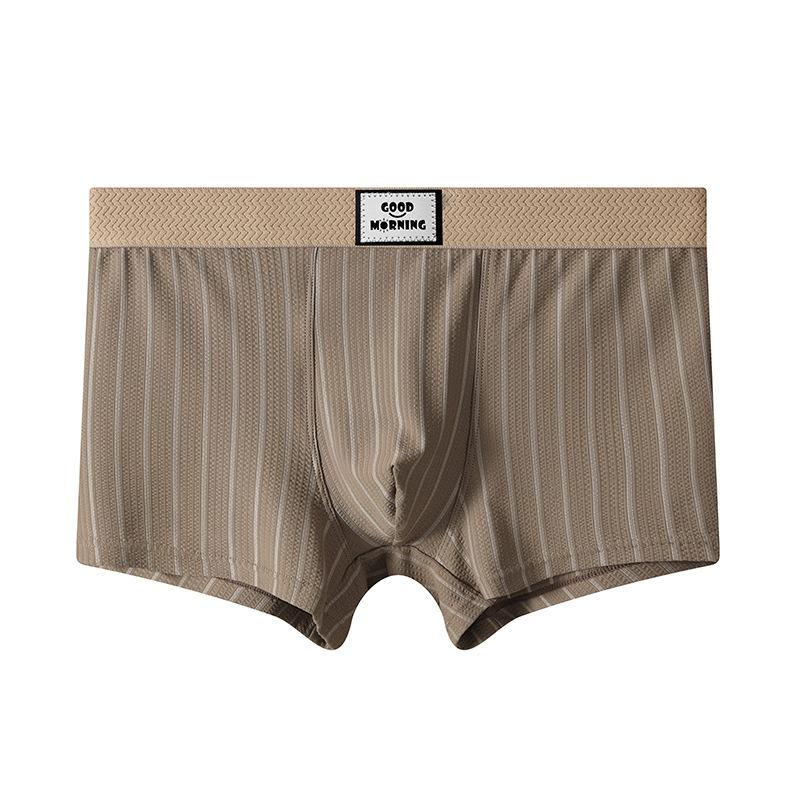 Men's Cotton Underwear Striped Mid-rise Boxer Shorts Male Comfortable Breathable Underpants U Bulge Pouch Sexy Panties
