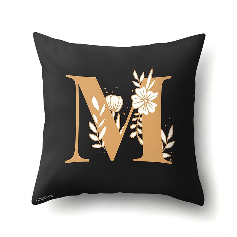 Polyester Kissenbezug Autodekoration Zuhause 26 Englische Buchstaben Gedruckt Taillenkissen Sofakissenbezug