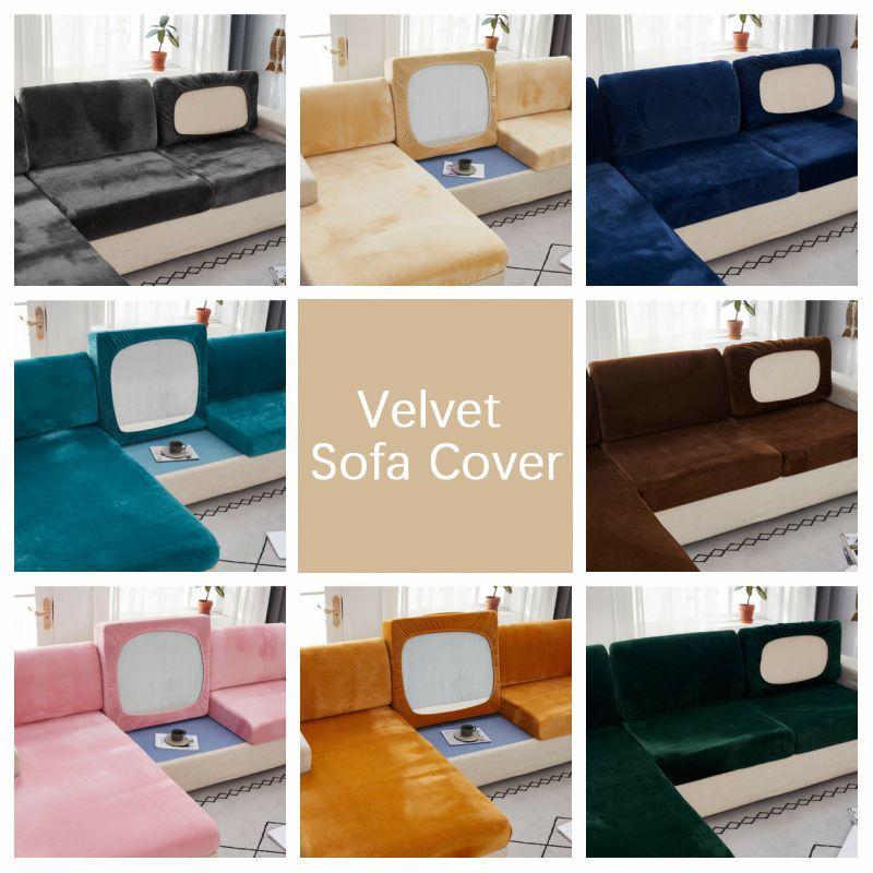 Stretch Velvet Sofa Cushion Cover Elegant Home Decor Velvet Seat Slipcover