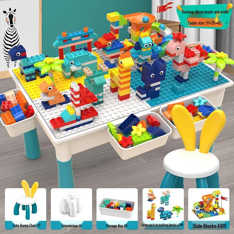 Multifunctional Building Block Table for Kids, Compatible with Large Lego Pieces, Educational Toy for Boys Ages 3-6