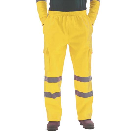 

Work Pants Elastic Waist Tear-Resistant Fabric High-Visibility Double-Layer Reflective Strips Safety Pants Heavy-duty Workwear M жовтий