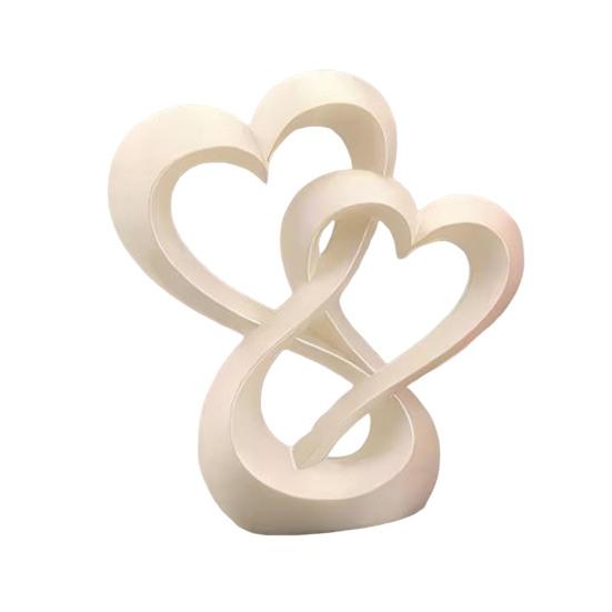 Intertwined Hearts Figurine, 3D Printed Love Hearts Statue, Table Centerpiece Hearts Sculpture for Living Room Wedding Romantic Gift белый