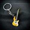 Metal Color Stainless Steel Guitar Car Keychain Small Fresh Novel Round Buckle Accessories Student Bag Pendant Decor