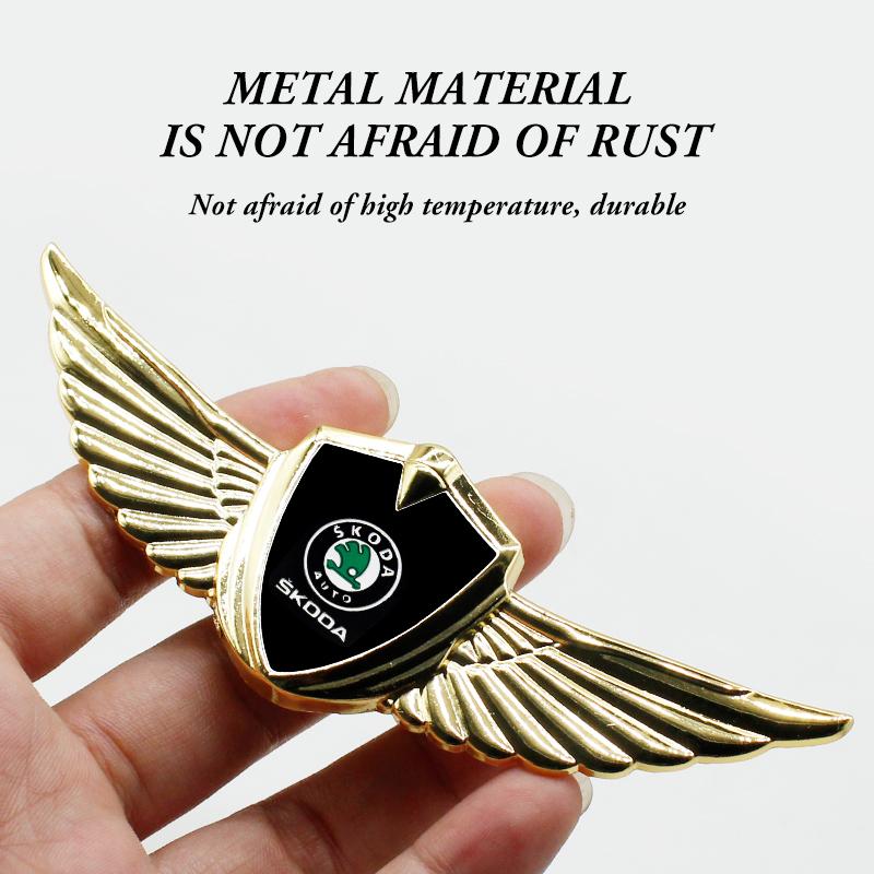 Premium New Metal Wings Car Badge – Skoda Body Decoration Sticker for Octavia, Fabia, Kamiq, Karoq Kodiaq Rapid SCALA, Superb