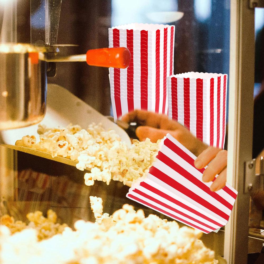 10/30pcs Versatile Colorful Striped Popcorn Boxes Disposable Food Snack Containers for Movie Theaters Parties Carnivals Events Baby Bath 11.5X7X5CM