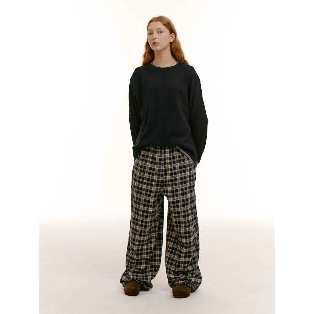 Saendeusaundeu (Unisex) Layered Wool Blend Sweater Navy