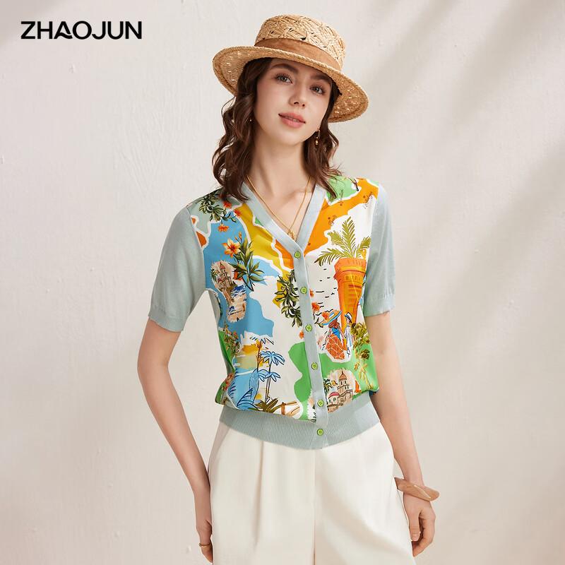 Women s Mulberry Silk Blend Floral Knit Top XL