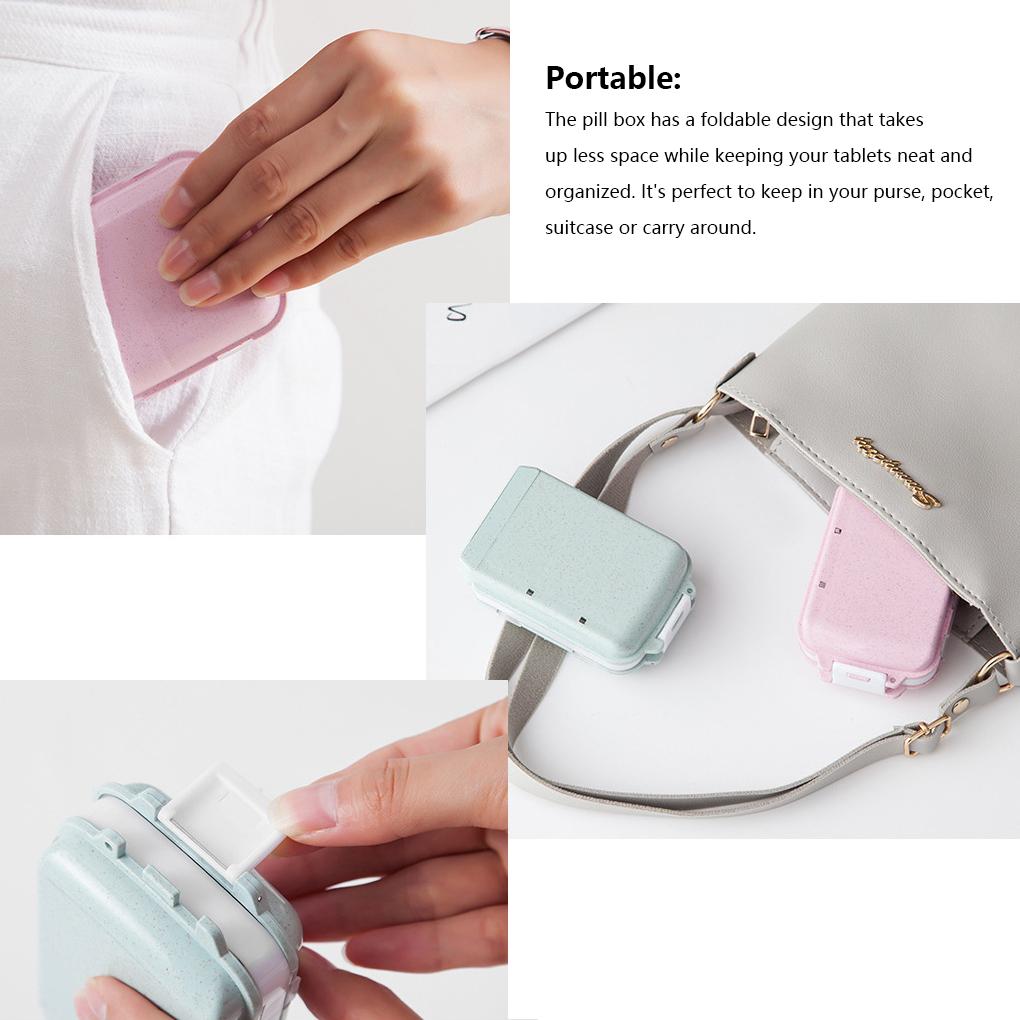Pill Box Sealed Portable Container Collapsible Tablet Organizer Storage Divider Hiking Indoor Outdoor Dispenser
