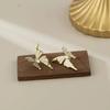 Enamel Butterfly Zircon Animal Stud Earrings for Women Girl New Trend Girl Korean Love Aesthetic Daily Life Minimalist Jewelry