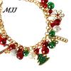 Sparkling Stocking Wrist Accessory Christmas Charm Bracelet for Women, Santa Claus Snowman Bell Glove Holiday Photo Prop Tree Snowflake Pendant