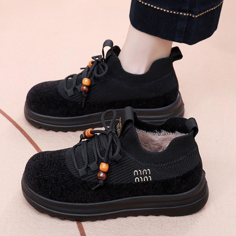 Women's Large Size Soft Sole Winter Warm Fur One Stirrup Snow Boots Padded Lined Ankle Boots Anti-slip Hiking Casual Sports Cotton Boots