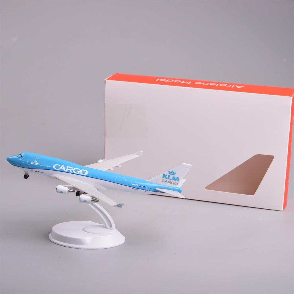 20cm KLM B747 Cargo Airplane Model Toy Kit Cabin Door Openable with Stand and Wheel for Display Collection or Adult Gift