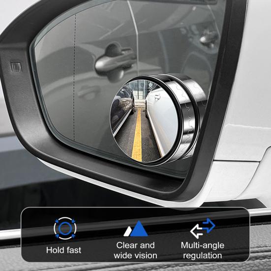 2 Pairs Suction Cup Car Convex Blind Spot Mirrors 360-Degree Rotation Waterproof Fog-proof Car Convex