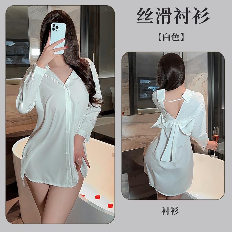 

Sexy lingerie women s dress boyfriend pure desire white shirt passion pajamas seduction suit One size fits all белый