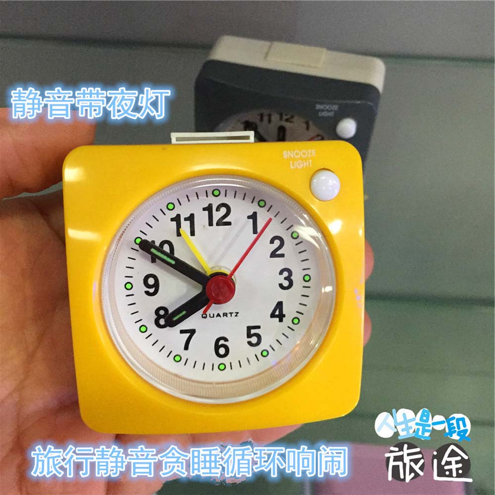 

Аналоговый кварцевый прикроватный светодиодный настольный светильник для путешествий, квадратный, без шума, портативный пластиковый будильник, батарейка, игла, мини-не