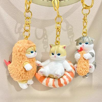 Mufosand Fried Shrimp Shark Cat Keychain Blind Box Backpack Pendant Collectible Pvc Action Figure Trendy Toys Birthday Gift