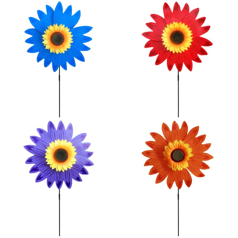 

T0# Rotating Sunflower Windmill Colorful Outdoor Garden Yard Decor (Sunflower Bl