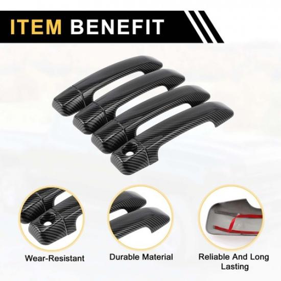 4pcs Exterior Door Handle Cover for Toyota Tundra 2007- Carbon Fiber Pattern