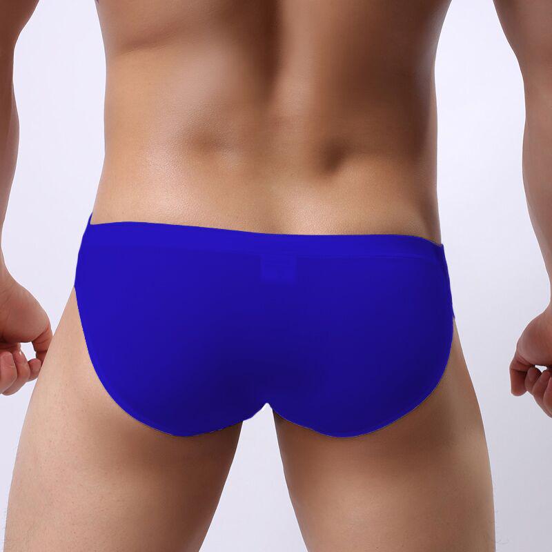 Men's Ice Silk Triangle Briefs: Transparent, Sexy, Solid Color, Loose Waistband.