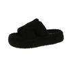2025 Versatile Font Flat-bottomed Lazy Hair Trawling Niche New H Autumn and Winter Head Casual Fluffy Slippers Female Red Square