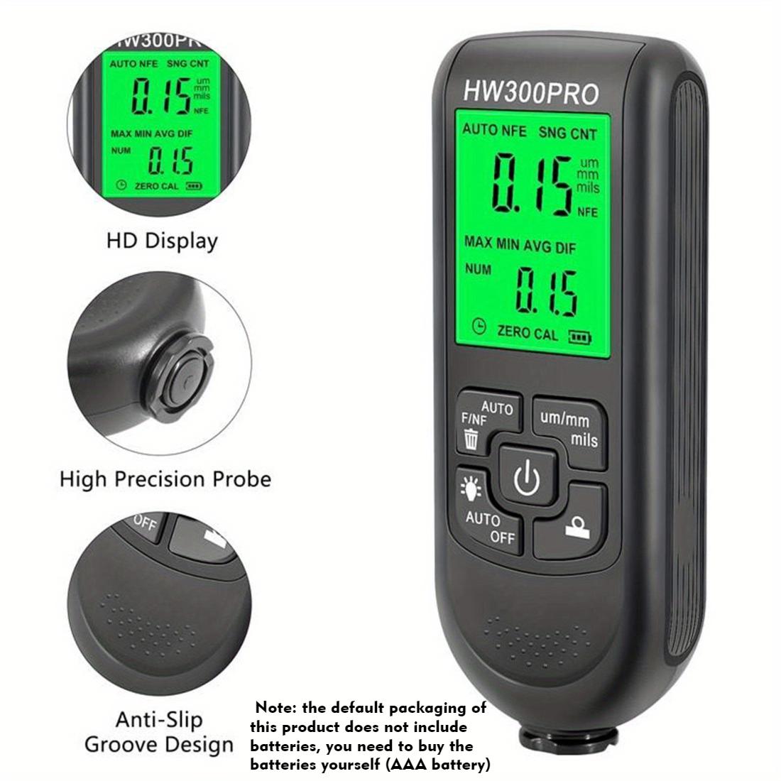 

HW-300PRO Car Paint Thickness Gauge, 0-2000UM Fe&NFe Coating Tester, High Precision Automatic Detection, Auto Repair Inspection Tool чёрный
