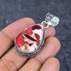Natural Red Dahlia Turquoise 925 Sterling Silver Jewelry Pendant 2.05" ET-4782