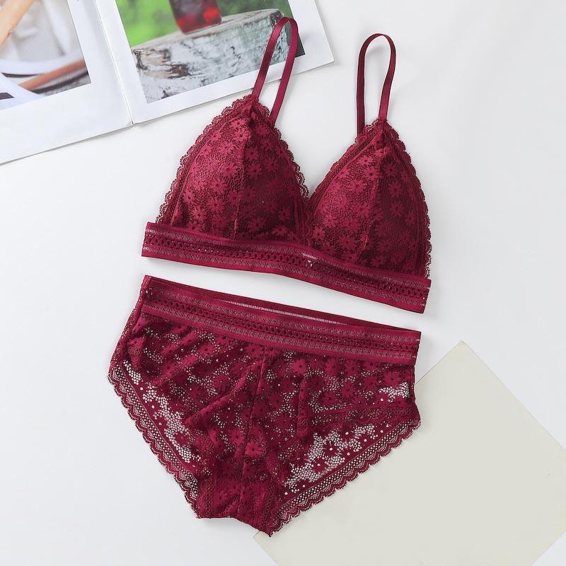 Ladies Underwired Bra Lace Beauty Back Suit Underwear