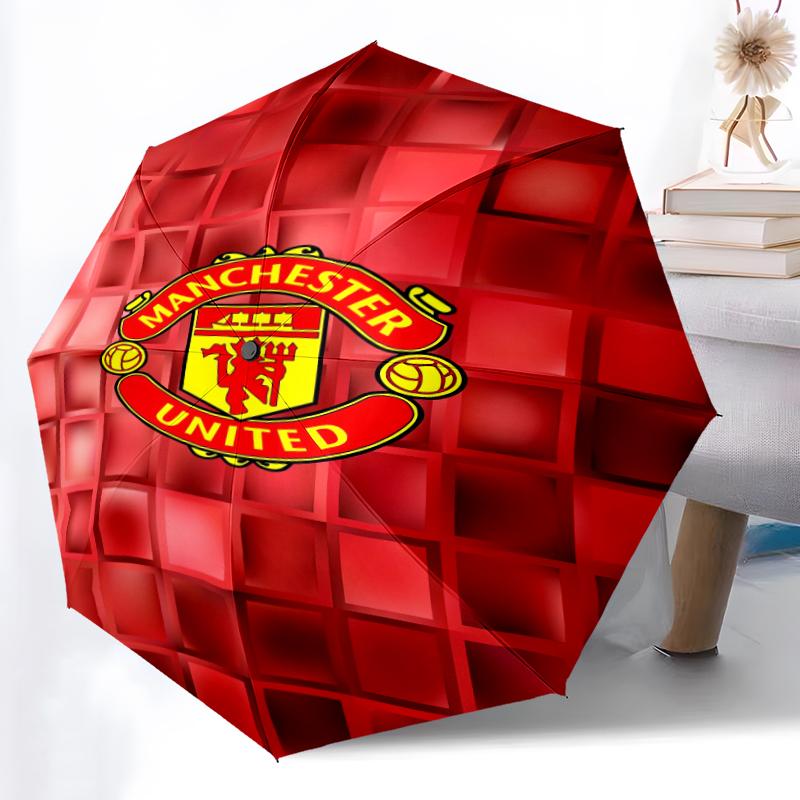 1pc Sturdy 8-Bone Auto Umbrella, Manchester United Manchester City Umbrella, Digital Printed, Foldable Umbrella for On-the-Go Outdoor Use