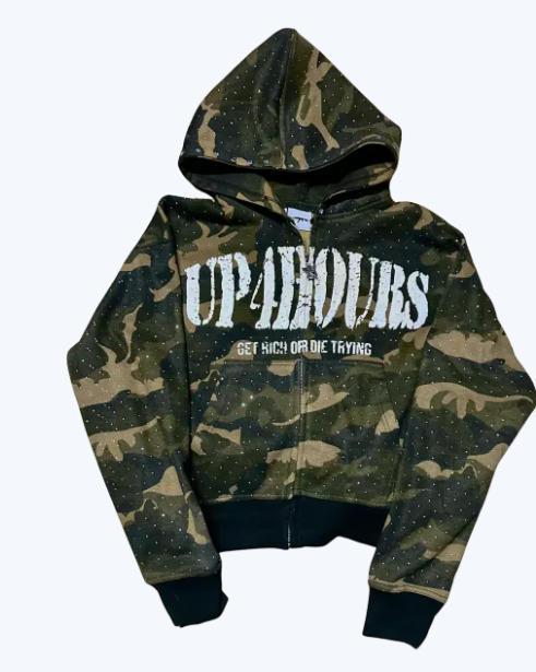 European and American 2025 American Graffiti Print Unisex Loose Casual Zipper Hoodie Trendy Brand