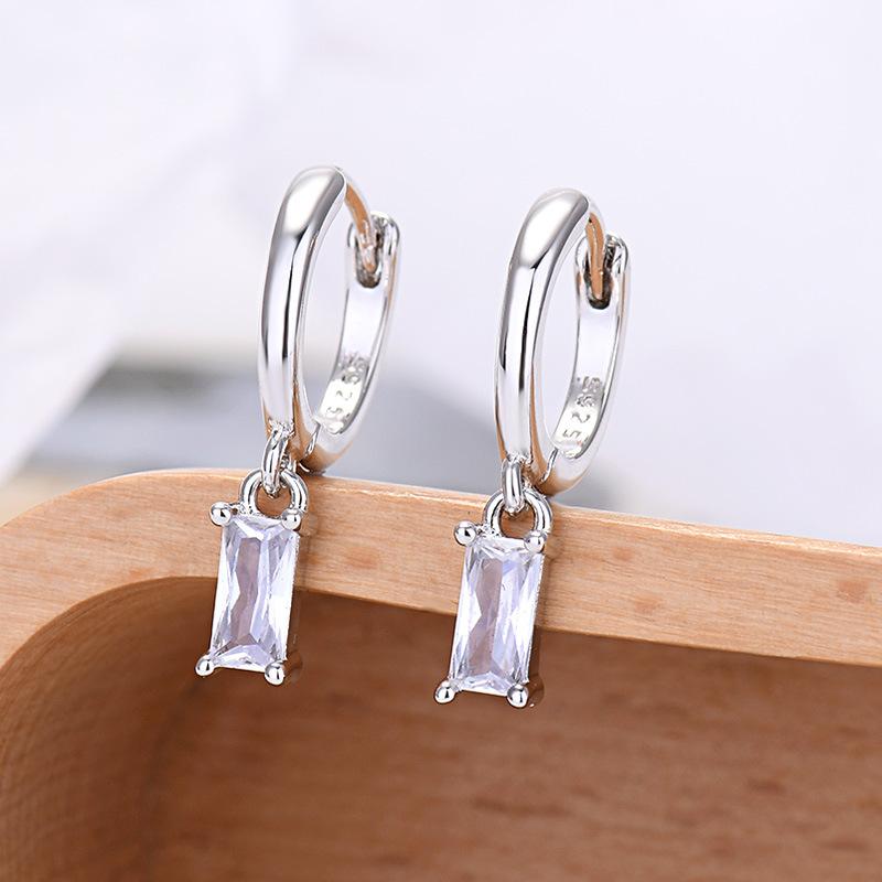 Rectangle Color Zircon Earrings, Simple, Fashionable And Exquisite Earrings.