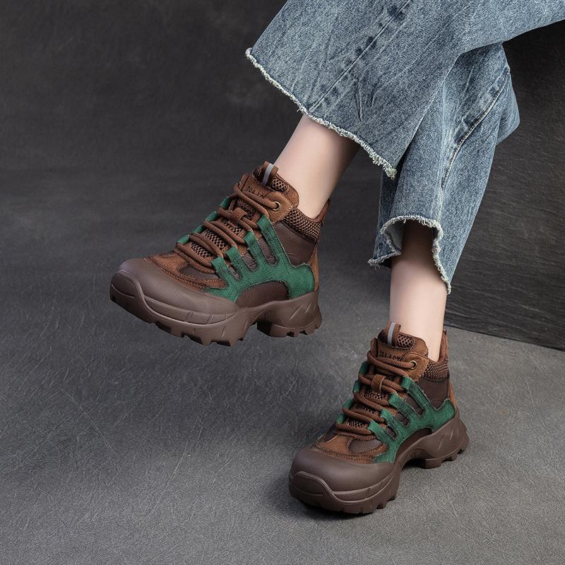 Fashion 4cm Suede Genuine Leather Plush Autumn Chunky Sneakers Platform Wedge Women Flats Vulcanize Loafer Spring Winter Shoes