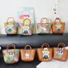 Labubu Summer New Woven Basket Bag Shoulder Handbag Women's Bag Cute Pull Cloth Cartoon Rattan Bag CLE