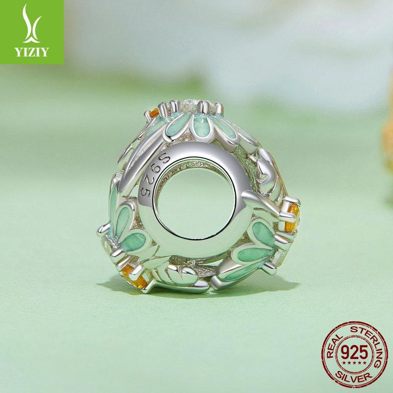 Mint Green Bee Daisy Bracelet Beaded, Summer Little Fresh S925 Silver Diy Beads Loose Beads