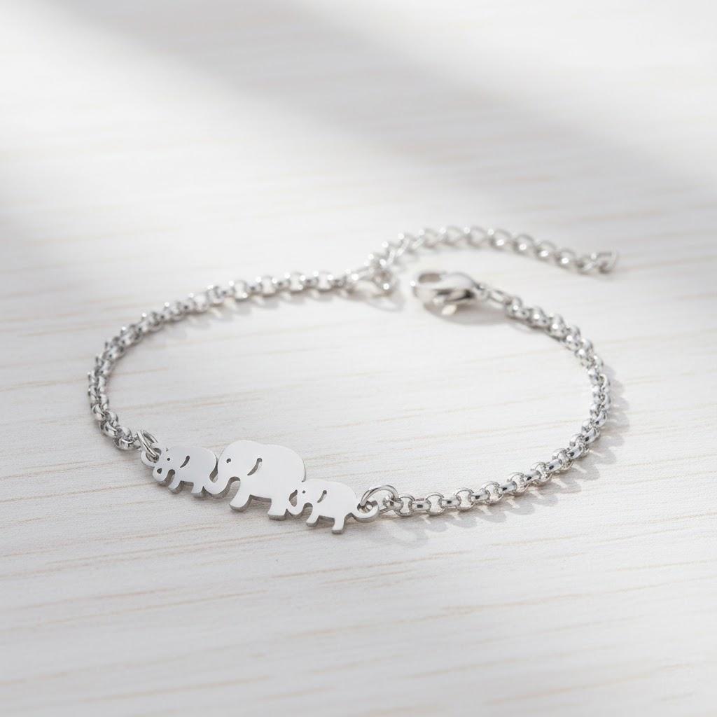 Stainless Steel Elephant Animal Bracelet Women s Fashion Jewelry Simple Cute Stonego Charm Bangle серебряный