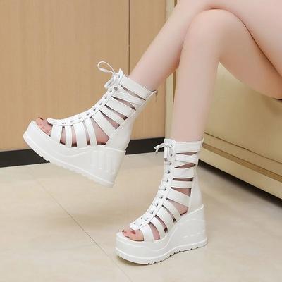 Fashion Women Wedges Sandals High Heels Gothic Punk Summer Platform Shoes Woman Comfort Strappy Zip Buckle Fashion Casual Women Boots