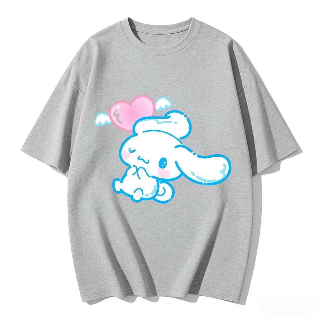 Cute Cinnamoroll Heart Wing Print Tshirt Casual Short Sleeve Tees Sweet Family Matching Outfits Fashion Parentchild Clothing