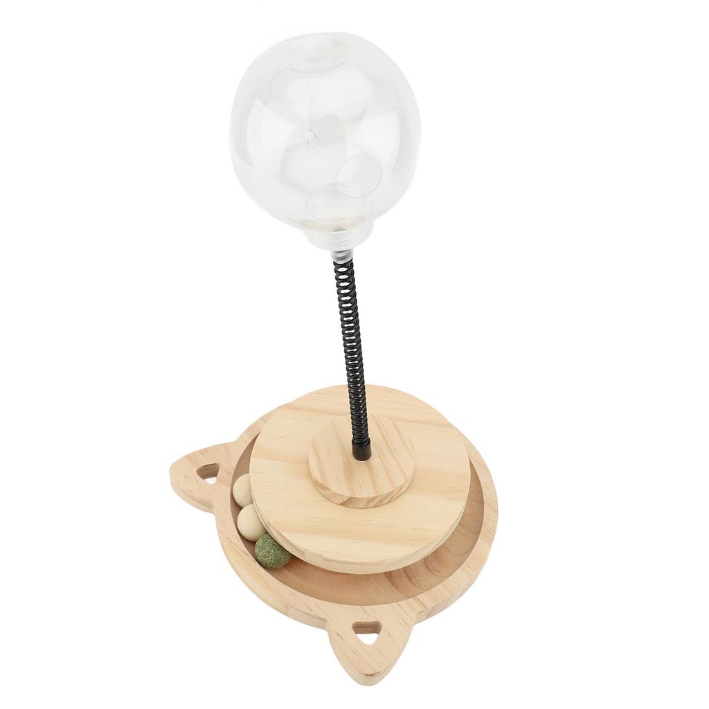Interactive Cat Feeder Toy Wood Ball Base Reduce Depression Exercise Intelligence Cat Treat